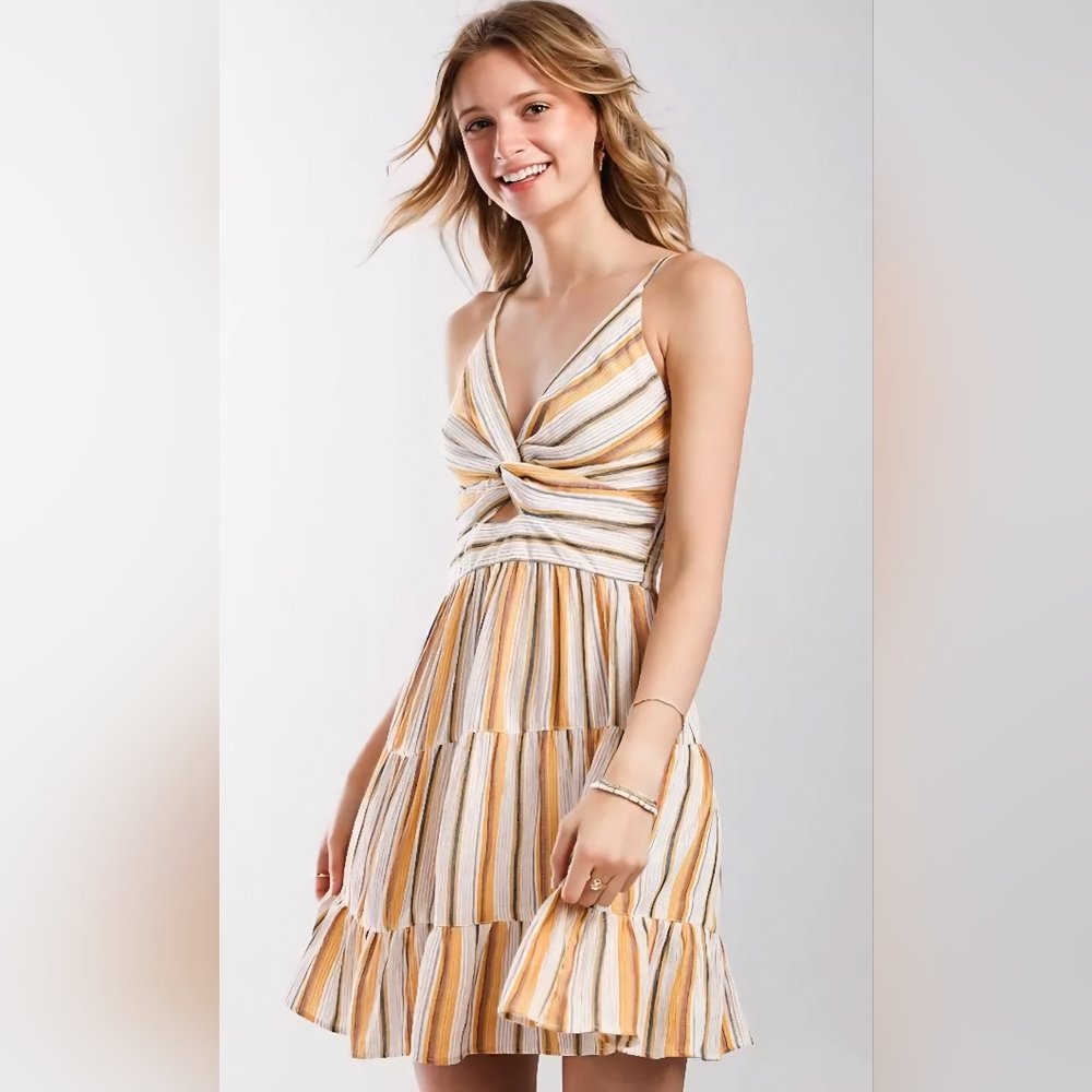 Yellow and White Striped Dress